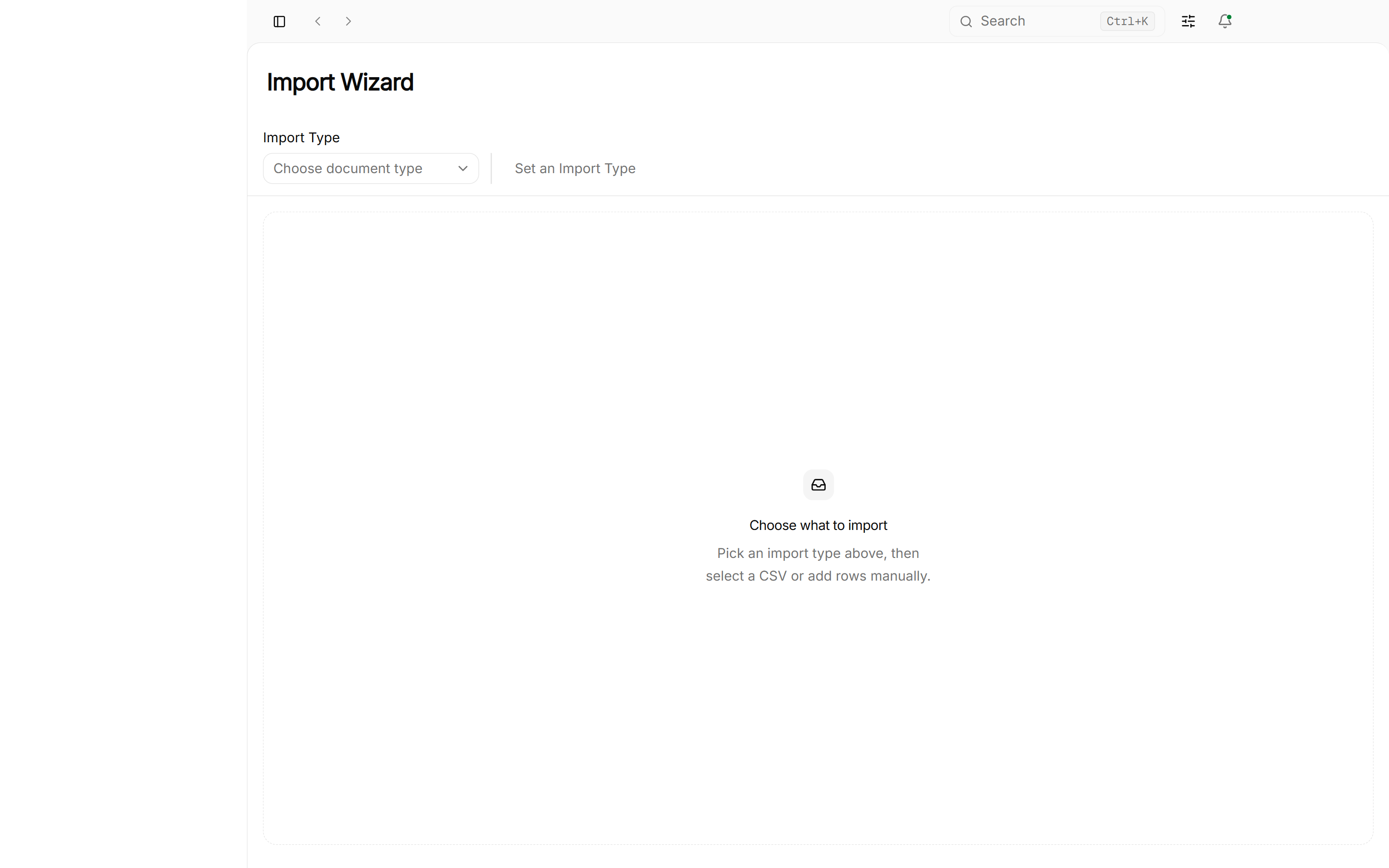 Import wizard column mapping screen