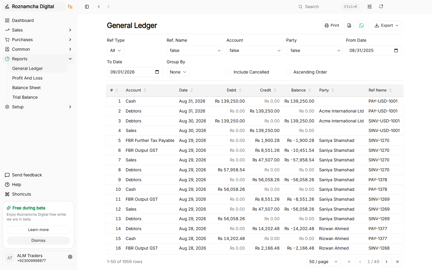 Purchase receipt return general ledger